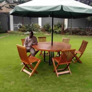 6 seater outdoor wooden garden set with parasol